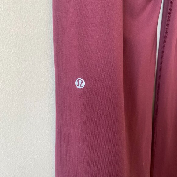 Lululemon Burgundy Mid Rise Flared Leg Pant, Made in Canada, Ladies/Women's 2 - Picture 4 of 5